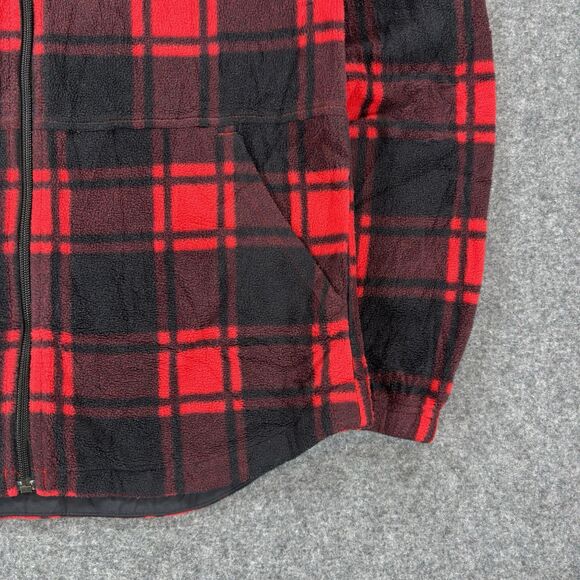 Columbia Fleece Jacket Women’s Small Red Buffalo Plaid Full Zip Pockets 1880321 - Picture 4 of 10